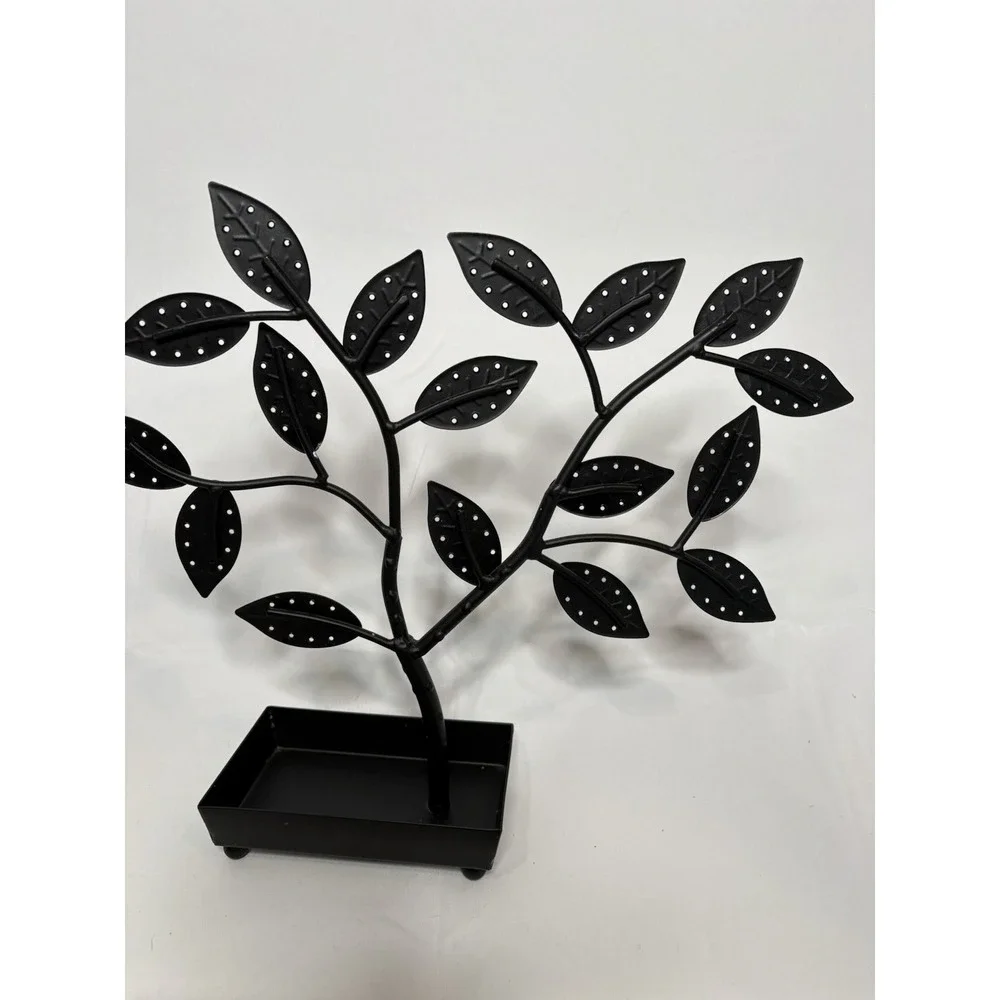 MyGift Metal Jewelry Tree Stand Earring Organizer Necklace Organizer Black‎